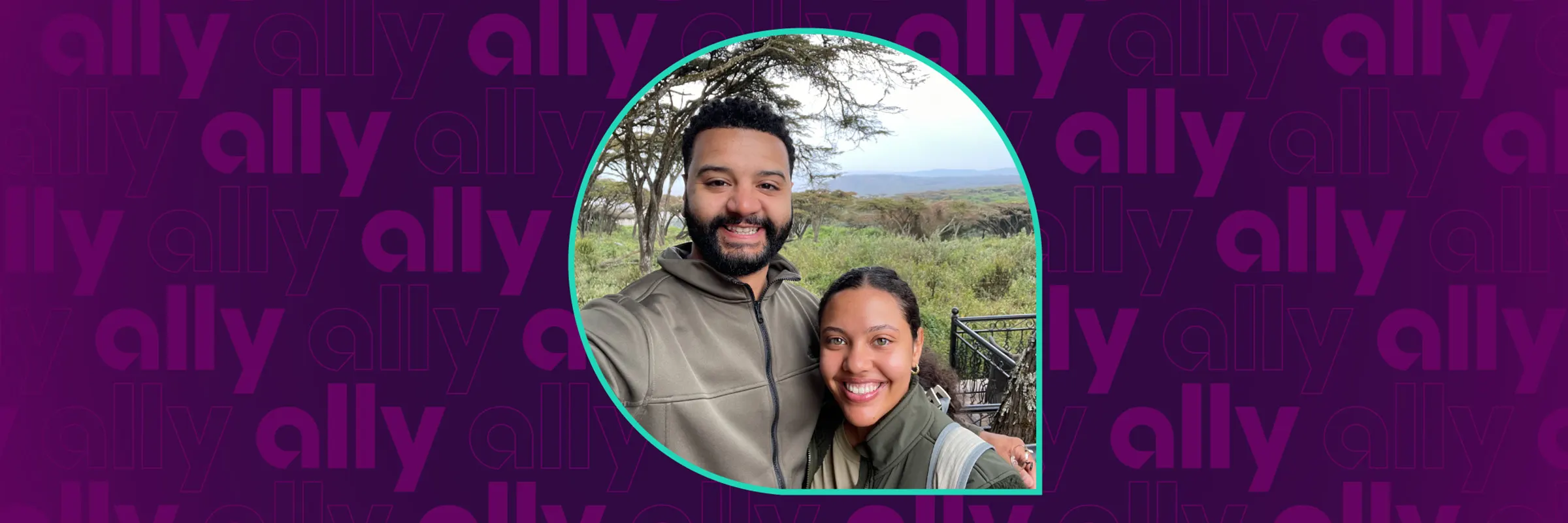 Leslie and her husband on their safari honeymoon. 