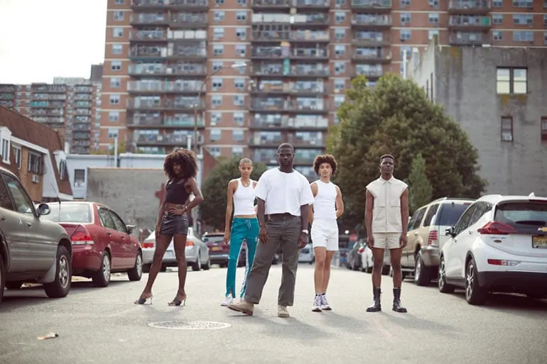 Gbadegesin and models wearing his designs pose on the streets of New York Photo credit: LaQuann Dawson