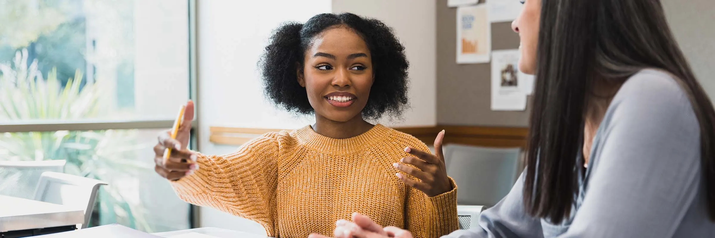 Two people having a discussion.