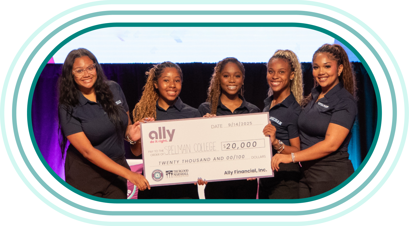 First place winners from Spelman College. Aubria King, Ca'Miyah King, Kennedy Washington, Madison Harris and Sydney Johnson.