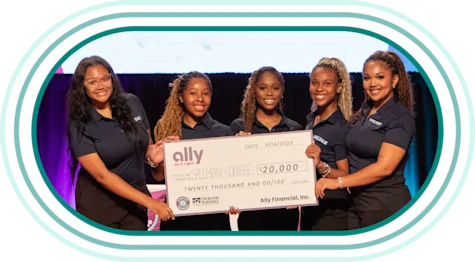 First place winners from Spelman College. Aubria King, Ca'Miyah King, Kennedy Washington, Madison Harris and Sydney Johnson.