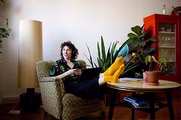 A woman sitting in the chair