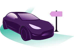 a Tesla driving down a smooth highway