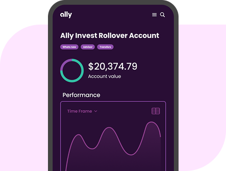 Ally Invest Rollover Account value in app on mobile device