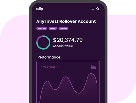 Ally Invest Rollover Account value in app on mobile device