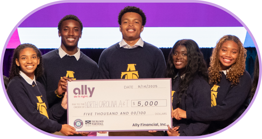 Third place winners from North Carolina A&T State University. Akevia Wilkerson, Bryce Ferebee, Dorian Jackson, Enioluwa Olabode and Jamari Kinton-Majette.