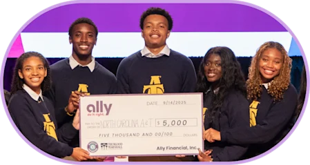 Third place winners from North Carolina A&T State University. Akevia Wilkerson, Bryce Ferebee, Dorian Jackson, Enioluwa Olabode and Jamari Kinton-Majette.